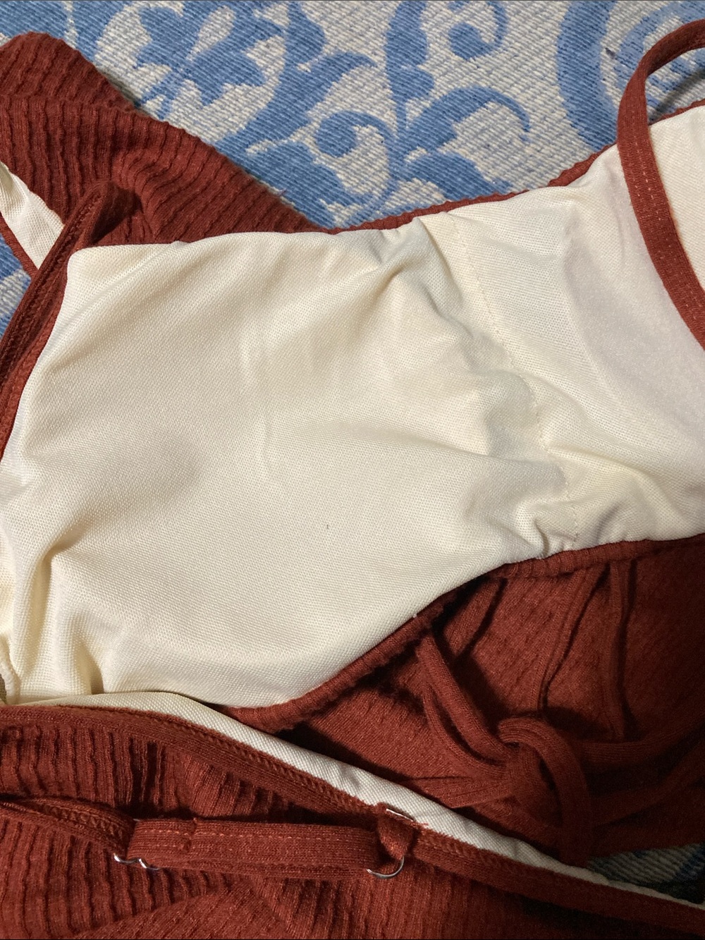 Rust Ribbed 2 piece bikini - XL - Picture 5 of 6